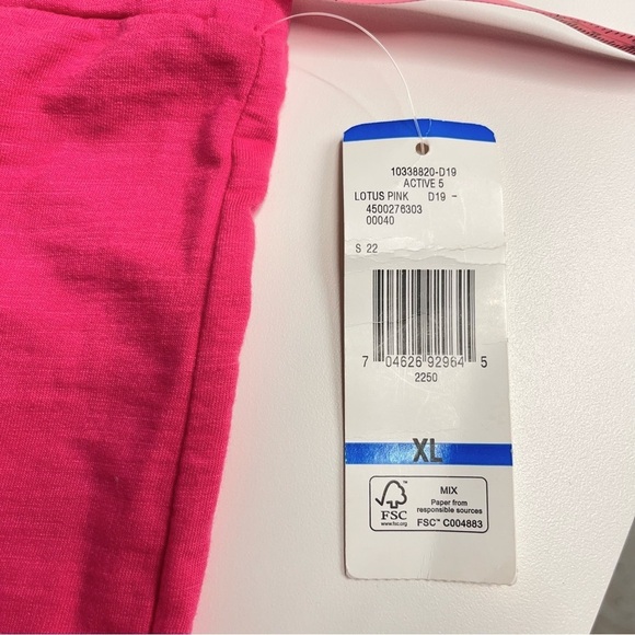 NWT pink lounge pants 100% cotton XL cropped pants drawstrings stretchy waist - Picture 11 of 11